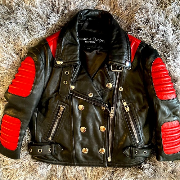 Mason & Cooper New York-Toddler Boys Genuine Leather Biker Jacket/Size 2T